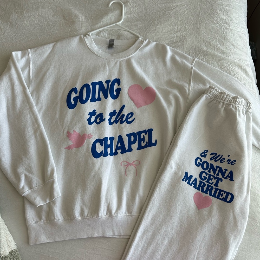 friday+saturday “going to the chapel” sweatsuit
